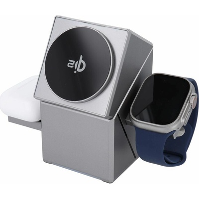 Forcell F-Energy F-06 3v1 Rotation Cube Qi2 MagSafe strieborná