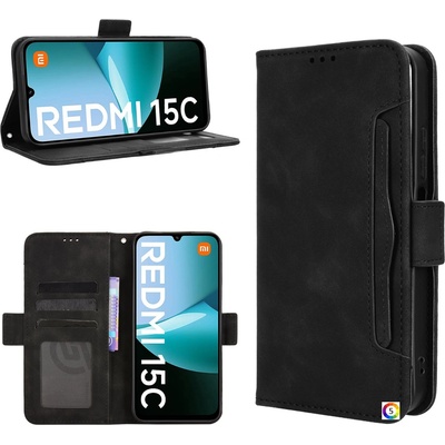 Xiaomi Кожен калъф портфейл с Протектор за Xiaomi Redmi 15C 5G / 4G / Poco C85 4G, Слот за карти и Магнитна катарама, 5 цвята