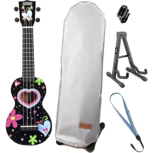 Mahalo Soprano Ukulele SET Heart Black Сопрано укулеле (MA1HE-BK-SET)