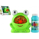 Teddies Bublifuk stroj žába plast 11x13cm na baterie a náplň 2 barvy