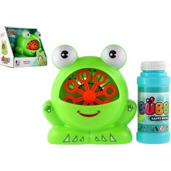 Teddies Bublifuk stroj žába plast 11x13cm na baterie a náplň 2 barvy