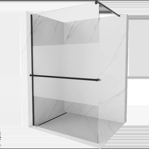Mexen Kioto+ душ кабина с рафт Walk-in 80 x 200 см, прозрачна/замръзнала, черна (800-080-121-70-35)