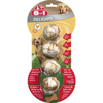 8in1 8in1 Delights Balls S - Лакомство за кучета от малки породи, месни топчета с вкус на пиле, 2 пакета х 4 броя