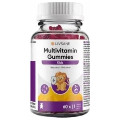 Livsane Multivitamíny Gummies želé pre deti jahodová 60 tabliet