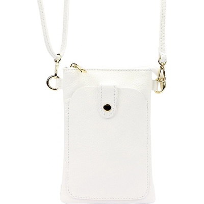 Malá kožená dvouoddílová crossbody kabelka pouzdro na mobil Luka bílá