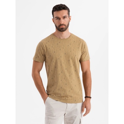 Ombre Printed cotton T-shirt with round neckline dark olive