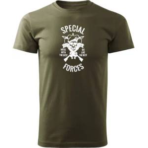 DRAGOWA Тениска с къс ръкав Special Forces, маслиненозелена, 160 г/м2 (6463)