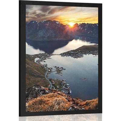 Plakát okouzlující horské panorama se západem slunce - 20x30 black
