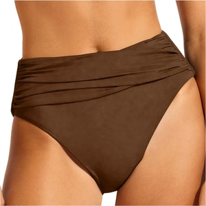 Seafolly Дамско бикини долнище Seafolly Women's Collective High Waist Wrap Front Pant Bikini bottom - Dark Chocolate - размер 34 (EU) (150-2110-0712)