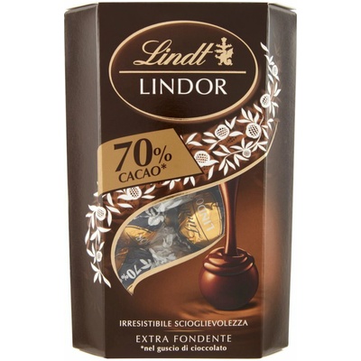 Lindt Lindor čokoládové pralinky s horkou čokoládou 70% 200 g