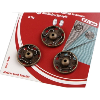 Kovové patentky / stiskací knoflíky Varianta: 28/21 mm 8 staromosaz, Balení: 1 karta – Zboží Dáma