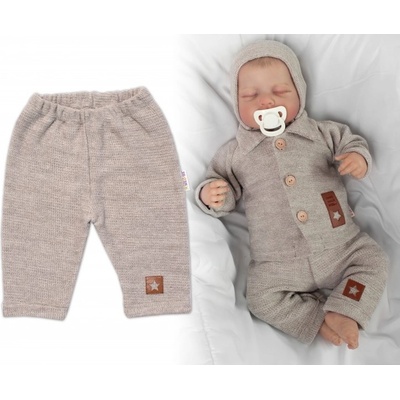 Baby Nellys Pletené kalhoty Hand Made Boy béžové