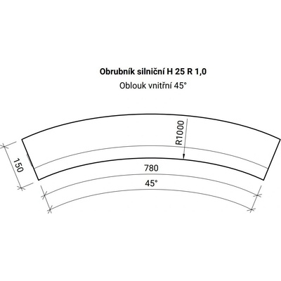 CSB Obrubník H OBLOUK R1 vnitřní šedý 1 ks