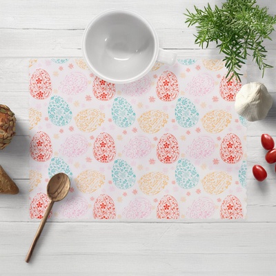 Biante Veľkonočné teflónové prestieranie TF-106 Farebné kraslice na bielom 30x40 cm