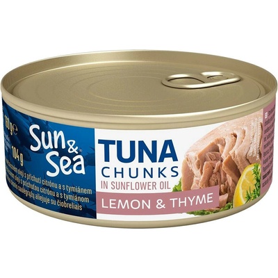 Sun&Sea Tuňák kousky ve slunečnicovém oleji s příchutí citronu a s tymiánem 160g