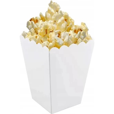 Biele krabice na popcorn - 6 ks