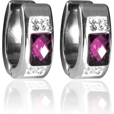 BM Jewellery Náušnice s fialovými zirkony z chirurgické oceli S270045