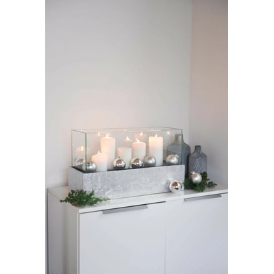 eshop-kvetinace.cz Dekorační svícen CANDELITO, sklolaminát, šířka 50 cm, stříbrný lesk