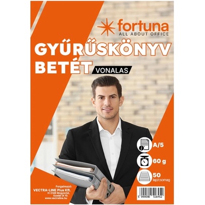 Fortuna Вложка за подвързия fortuna a/5 50 страници с 2 дупки с правоъгълник 01.00591 (01.00591)
