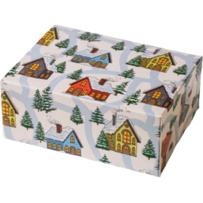 Vánoční krabička na cukroví Zasněžená krajina 18 × 13,5 × 7,5 cm – Decora – Hledejceny.cz