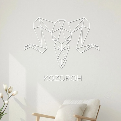 dřevo života Dřevěná samolepka na zeď znamení KOZOROH Zvolte rozměr šxv (cm): 20x17, Zvolte barvu dekoru: Bílá