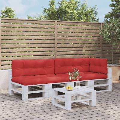 vidaXL Палетни възглавници, 5 бр, червени, текстил (3217137)