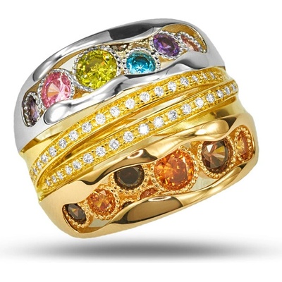 Lillian Vassago Originální zlatý prsten s barevnými zirkony LLV53 GR002