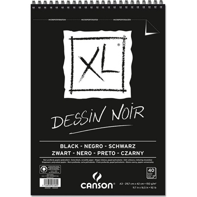 Canson XL Skicák černý kroužková vazba 150g/m2 40 archů A3