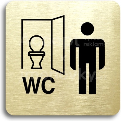 ACCEPT Piktogram WC muži kabinka - zlatá tabulka - černý tisk bez rámečku