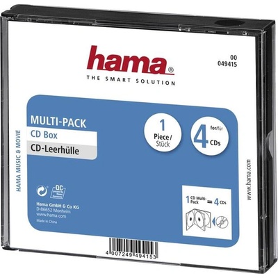 Hama Кутийка за CD/DVD HAMA Multi-Pack 4, прозрачен/черен (HAMA-49415)