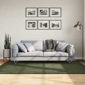 vidaXL Килим HUARTE с къс косъм, мек и миещ се, горско зелен 140x200см (375096)