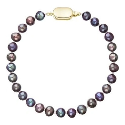 Pavona perlový náramek z říčních perel se zapínáním ze 14 karátového zlata 923001.3/9269A dk.peacock