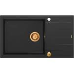 Quadron Unique Evan 136 XL вградена мивка от композит, въглеродно черно - медна 86x50 см (HCQE58650U7_PVDC1_P2O) Мивка за вграждане