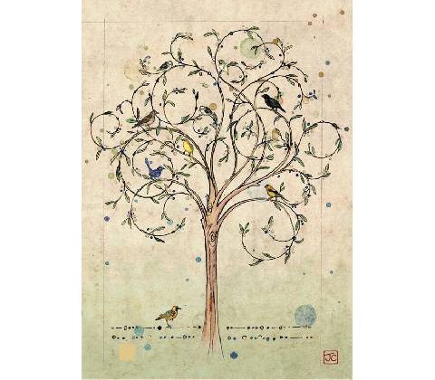 Bird Tree - přání (D076)