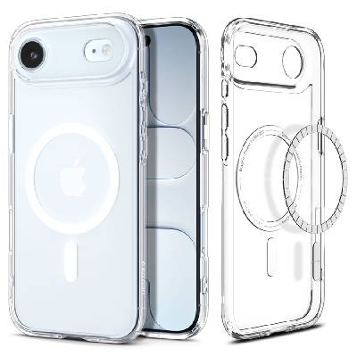 Удароустойчив кейс с MagSafe пръстен за iPhone 17 Air от Spigen Ultra Hybrid Mag - Clear / White (8800283314458)