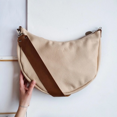 Ammyla kožená kabelka Luna telová Crossbody s popruhom