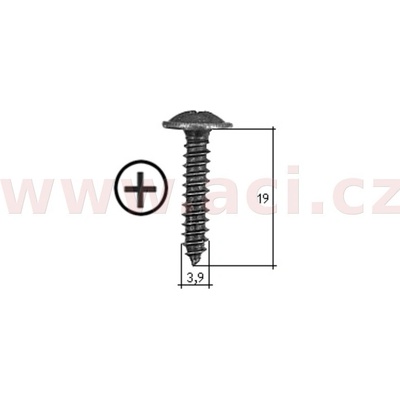 samořezný křížový vrut černý pozink Fe (sada 20 ks) (3,9 mm, 19 mm) UP 40507Z