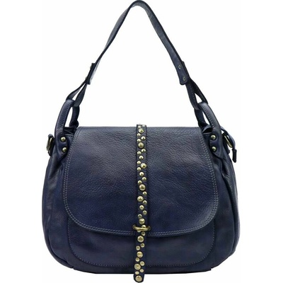 Modrá kožená kabelka VS 006 v štýle crossbody z prírodnej kože