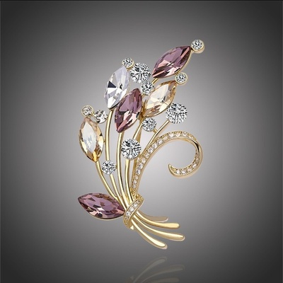 Éternelle brož se zirkony a krystaly Swarovski Elements Carolina květina B7103-B3-13 zlatá