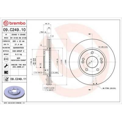 Brzdový kotúč BREMBO 09.C249.11 (09C24911)