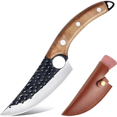 Кухненски секателен нож Окаяма - Кафяв / С калъф kp18423 (ok-18423)