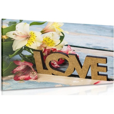 Obraz s dřevěným nápisem Love - 40x30