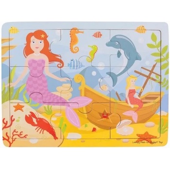 Image 1 of Bigjigs Toys Дървен пъзел Bigjigs - Русалка, 9 части (BJ223)