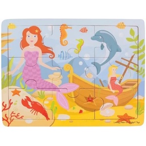 Bigjigs Toys Дървен пъзел Bigjigs - Русалка, 9 части (BJ223) - ozone