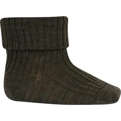 mpDenmark SLABÉ MERINO PONOŽKY MP DENMARK WOOL RIB BABY SOCKS BROWN MELANGE