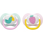 Philips Залъгалки Philips Avent - Ultra Air, 0-6 м, с кутийка, 2 броя, зелен папагал/розова ягода (SCF080/24) - ozone