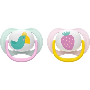 Philips Залъгалки Philips Avent - Ultra Air, 0-6 м, с кутийка, 2 броя, зелен папагал/розова ягода (SCF080/24) - ozone