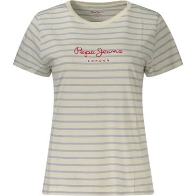 Pepe Jeans 8447166981002 pruhované tričko svetlomodrá krémová