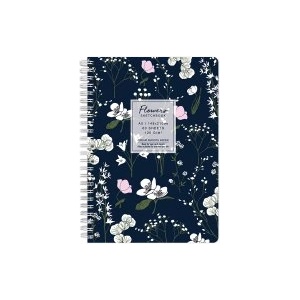 Drasca Скечбук Flowers 120г А5 60л Poppies черен фон