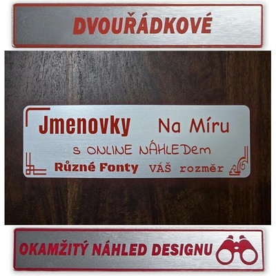Jmenovky - cedulky na dveře - dva řádky - červený text